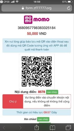 Quét mã QR trên Momo