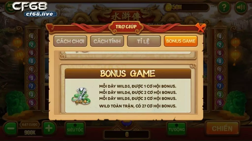 Quy định Bonus Game cf68.io 