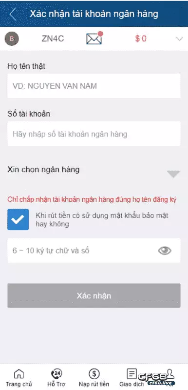 Điền các thông tin để liên kết ngân hàng nhanh nhất