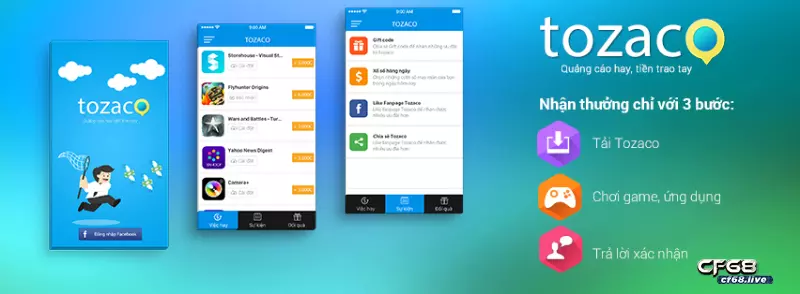 Tozaco: Ứng dụng chơi game nhận thẻ cào đơn giản