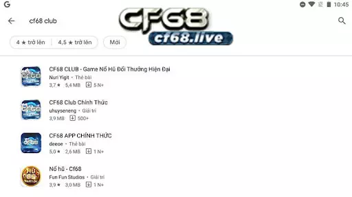 Tải app CF68 cho hệ điều hành Android