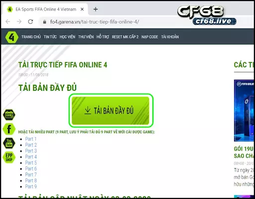 Tải và cài đặt Fifa online 4  từ ứng dụng Garena