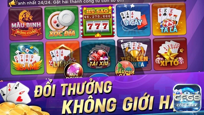 Các tựa game bài đổi thưởng có tại cf68