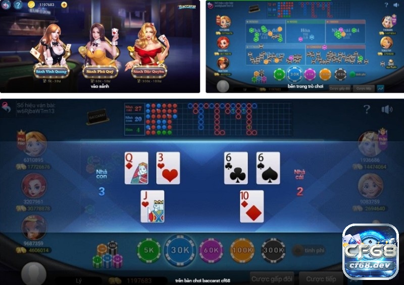 Chơi Baccarat CF68 cổng game bài với giao diện đẹp mắt