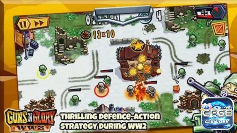 Game thủ thành mobile Guns’n’Glory WW2 tái hiện một cuộc chiến căng thẳng, nơi người chơi cần tận dụng tối đa chiến lược để bảo vệ căn cứ.